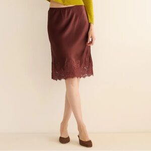 Doen Elowette Silk Skirt Cafe Brun Large